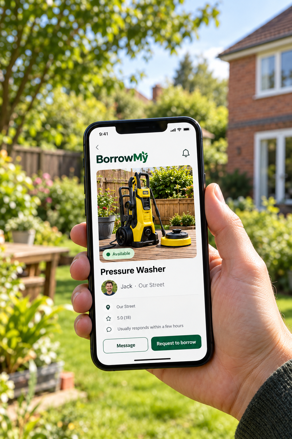 BorrowMy app showing items available to borrow