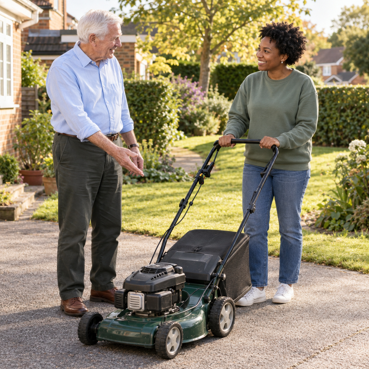 Sharing a lawnmower